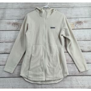 Columbia Hooded Full Zip Sherpa Fleece Jacket Women's Size M Cream/Beige